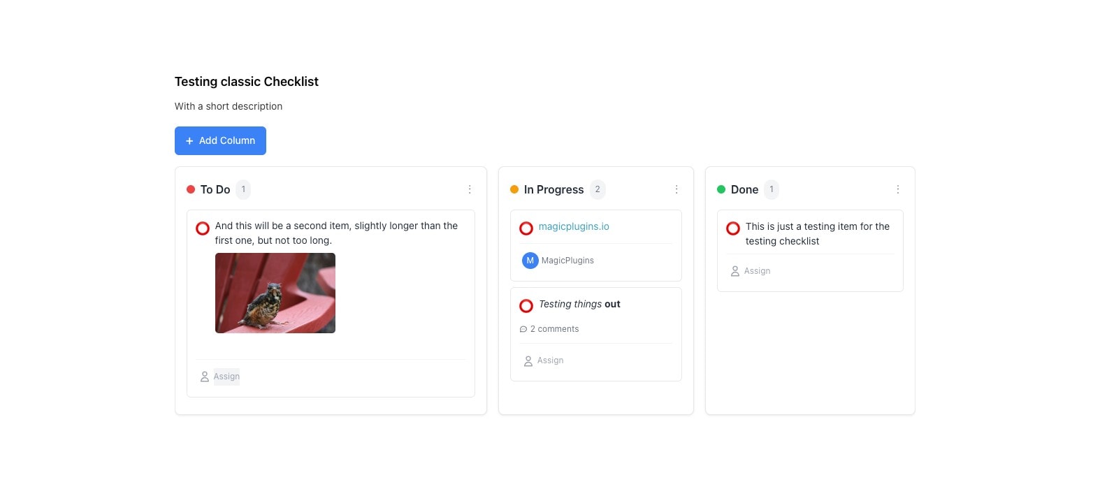 Digital task management board with various project stages