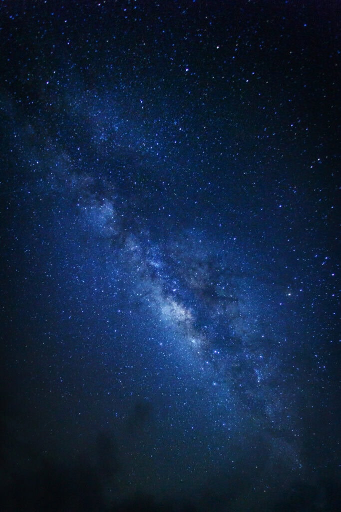 Dense starry sky with visible Milky Way galaxy